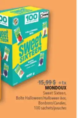 Familiprix MONDOUX Sweet Sixteen, Halloween Candies, 100 pouches offer