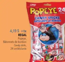 Familiprix REGAL, Popeye, Candy sticks, 24 units offer