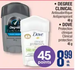Jean Coutu DEGREE CLINICAL, DOVE Selected products offer