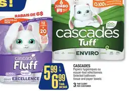 Jean Coutu CASCADES Selected bathroom tissue and paper towels offer