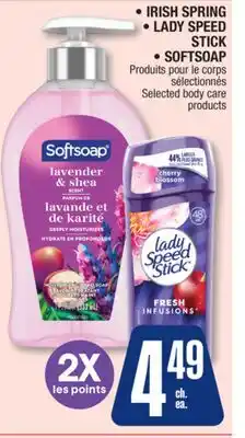 Jean Coutu IRISH SPRING, LADY SPEED STICK, SOFTSOAP Selected body care products offer