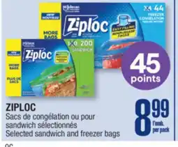 Jean Coutu ZIPLOC Selected sandwich and freezer bags offer
