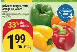 Marché Adonis POIVRONS ROUGES, VERTS, ORANGE OU JAUNES | RED, ORANGE, YELLOW OR GREEN PEPPERS offer