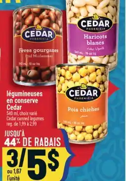 Marché Adonis LÉGUMINEUSES EN CONSERVE CEDAR | CEDAR CANNED LEGUMES offer