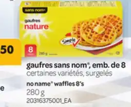 Provigo NO NAME WAFFLES, 8'S, 280 G offer