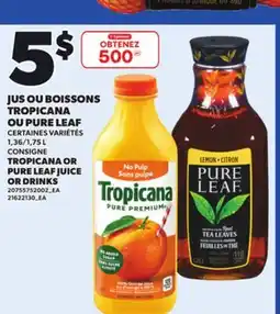 Provigo TROPICANA OR PURE LEAF JUICE OR DRINKS, 1,36/1,75 L offer
