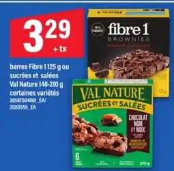 Maxi BARRES FIBRE 1 125 G OU SUCRÉES ET SALÉES VAL NATURE 148-210 G offer