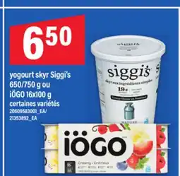 Maxi YOGOURT SKYR SIGGI'S, 650/750 G OU IÖGO, 16X100 G offer