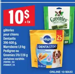 Maxi GÂTERIES POUR CHIENS DENTASTIX 396-608 G, MARROBONE 1, 9 KG PEDIGREE OU GREENIES 170/228 G offer