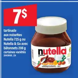 Maxi TARTINADE AUX NOISETTES NUTELLA, 725 G OU NUTELLA & GO AVEC BÂTONNETS, 208 G offer