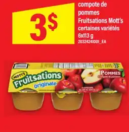 Maxi COMPOTE DE POMMES FRUITSATIONS MOTT'S, 6X113 G offer