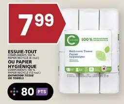 Rachelle-Bery Grocery COMPLIMENTS 100 % PAPIER RECYCLÉ (12 roul.) BATHROOM TISSUE OR TOWELS offer