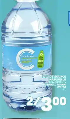 Marché Bonichoix COMPLIMENTS NATURAL SPRING WATER offer