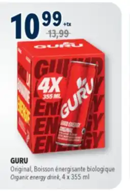 Familiprix GURU, Original, Organic energy drink, 4 x 355 ml offer
