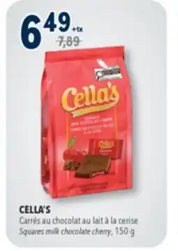 Familiprix CELLA'S, Squares milk chocolate cherry, 150 g offer