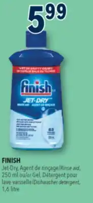 Familiprix FINISH, Jet-Dry, Agent de rinçage Rinse aid, 250 ml or Gel,Dishwasher detergent, 1,6 litre offer