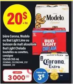 Maxi bière Corona, Modelo ou Bud Light Lime offer