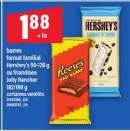 Maxi barres format familial Hershey's ou friandises Jolly Rancher offer