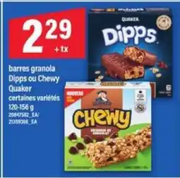 Maxi barres granola Dipps ou Chewy Quaker offer