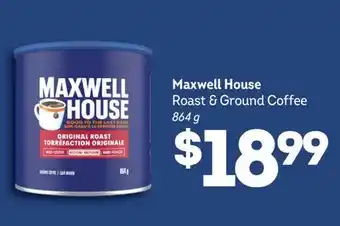 Wholesale Club MAXWELL HOUSE ROAST & GROUND COFFEE, 864 g offer