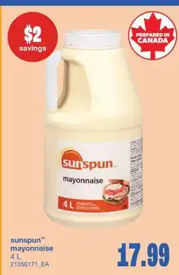 Wholesale Club SUNSPUN MAYONNAISE, 4 L offer