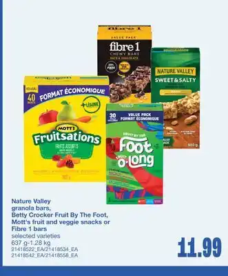 Wholesale Club GRANOLA BARS, FRUIT BY THE FOOT, FRUIT AND VEGGIE SNACKS OR BARS, 637 G-1.28 KG offer