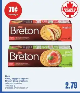 Wholesale Club DARE VINTA, VEGGIE CRISPS OR BRETON BITES CRACKERS, 100-225 g offer