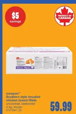 Wholesale Club SUNSPUN SOUTHERN STYLE BREADED CHICKEN BREAST FILLETS, 4 kg offer