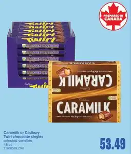 Wholesale Club CARAMILK OR CADBURY TWIRL CHOCOLATE SINGLES, 48 ct offer
