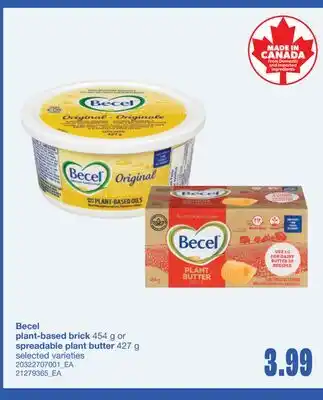 Wholesale Club BECEL PLANT-BASED BRICK, 454 G OR SPREADABLE PLANT BUTTER, 427 G offer