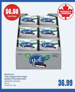 Wholesale Club YORK PEPPERMINT SINGLE PATTIES CHOCOLATE BARS, 36 CT offer