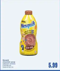 Wholesale Club NESQUIK CHOCOLATE SYRUP, 510/700 mL offer