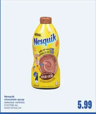 Wholesale Club NESQUIK CHOCOLATE SYRUP, 510/700 mL offer