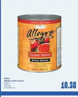 Wholesale Club HEINZ ALLEGRO PIZZA SAUCE, 2.84 L 105 OZ offer