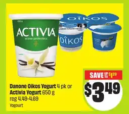 FreshCo Danone Oikos Yogurt 4 pk or Activia Yogurt 650 g offer