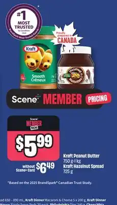 FreshCo Kraft Peanut Butter 750 g-1 kg Kraft Hazelnut Spread 725 g offer