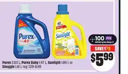 FreshCo Purex 2.03 L, Purex Baby 1.47 L, Sunlight 1.84 L or Snuggle 1.16 L offer