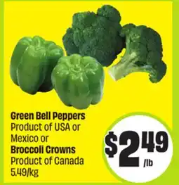 FreshCo Green Bell Peppers Product of USA or Mexico or Broccoli Crowns Product of Canada 5.49/kg offer