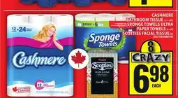 Food Basics CASHMERE BATHROOM TISSUE OR SPONGE TOWELS ULTRA PAPER TOWELS OR SCOTTIES FACIAL TISSUE offer