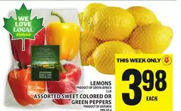 Food Basics LEMONS OR ASSORTED SWEET COLORED OR GREEN PEPPERS offer
