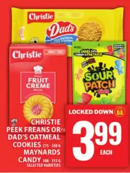 Food Basics CHRISTIE PEEK FREANS OR DAD'S OATMEAL COOKIES OR MAYNARDS CANDY offer