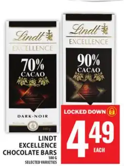 Food Basics LINDT EXCELLENCE CHOCOLATE BARS offer