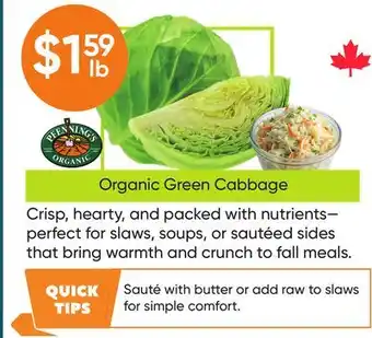 Healthy Planet Organic Green Cabbage offer