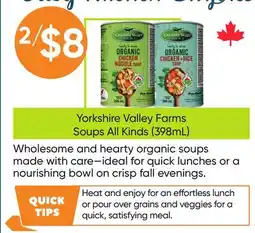 Healthy Planet Yorkshire Valley Farms Soups offer