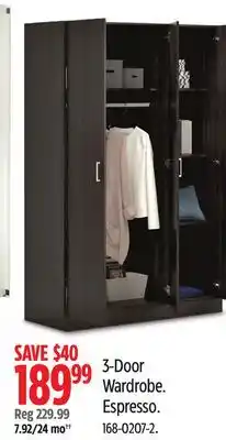 Canadian Tire Sauder 3-Door Wardrobe. Espresso offer