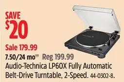 Canadian Tire Audio-Technica LP60X Fully Automatic Belt-Drive Turntable2-Speed offer