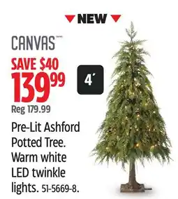 Canadian Tire Canvas Pre-Lit Ashford Potted Tree offer