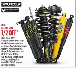 Canadian Tire Monroe Selected Shocks and Struts. Quick-Strut complete strut assembly offer