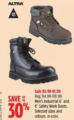 Canadian Tire Altra Men's Industrial 6˝ and 8˝ Safety Work Boots. Selected sizes and colours offer