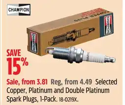 Canadian Tire Champion Selected Copper, Platinum and Double Platinum Spark Plugs, 1-Pack offer